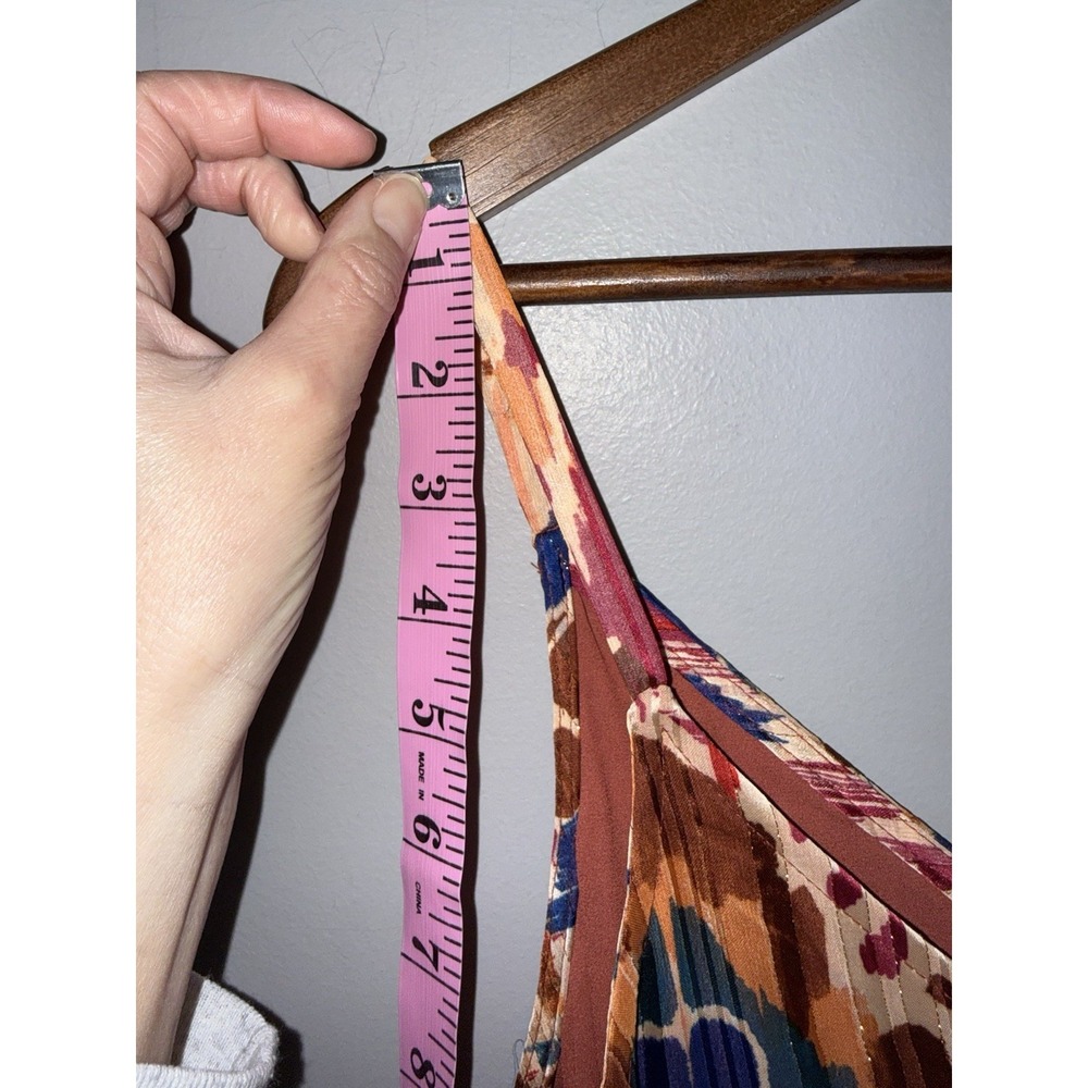 MSK Maxi Dress Boho Colorful Beach Earth Tone Metallic Flowy V Neck Straps Large - Picture 12 of 16
